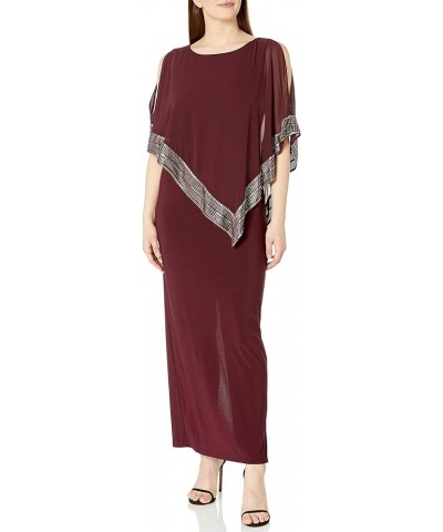 Women's Long Capelet Dress with Metallic Trim Fig $49.18 Dresses