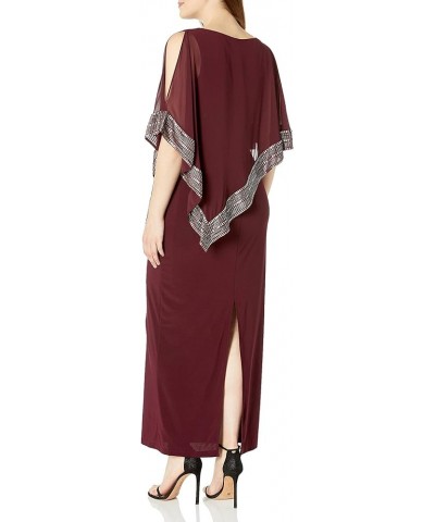 Women's Long Capelet Dress with Metallic Trim Fig $49.18 Dresses