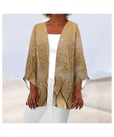 Cardigan Sweater for Women Retro Print 3/4 Sleeve Blouse Tops Coat Casual Duster Cardigans Lightweight Jackets 3-gold $9.00 A...