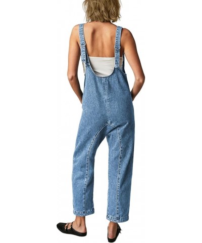 High Roller Denim Overalls for Women Casual Sleeveless Loose Baggy Jumpsuits Jeans Pants Onesie with Pockets Blue Tides $21.9...