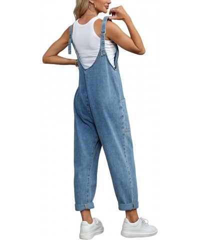 High Roller Denim Overalls for Women Casual Sleeveless Loose Baggy Jumpsuits Jeans Pants Onesie with Pockets Blue Tides $21.9...