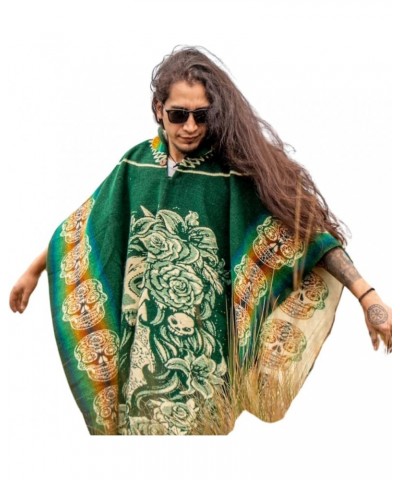 Catrina Skull alpaca handmade poncho Day of the dead mexican celebration Green 1 $44.19 Others