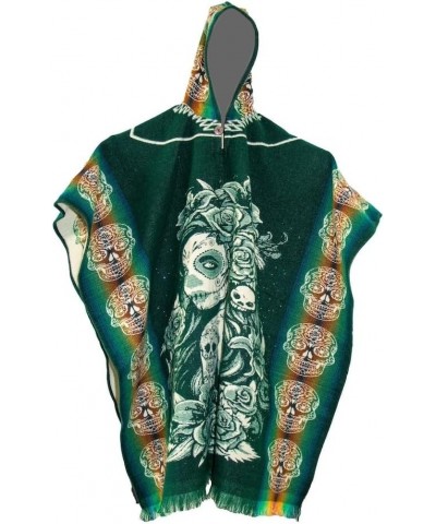 Catrina Skull alpaca handmade poncho Day of the dead mexican celebration Green 1 $44.19 Others