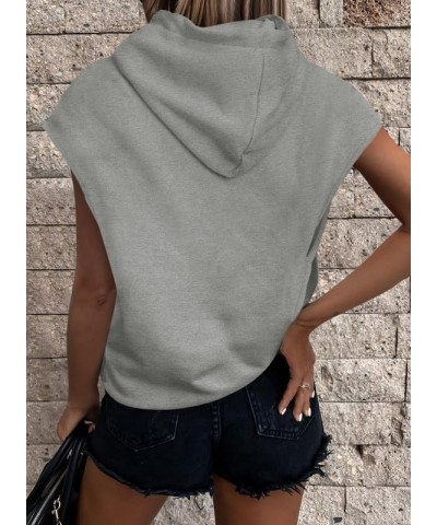 Womens Casual Hoodies Short Sleeve Drawstring Lightweight Hooded Sweatshirt Button Loose Pullover Tops No Button 05 Grey $16....