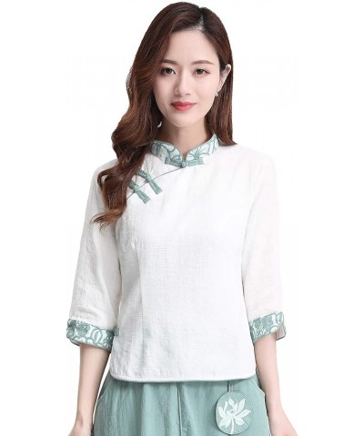 3/4 Sleeve Women's Chinese Top Linen Blouse Qipao Shirt 2811 $12.80 Tops