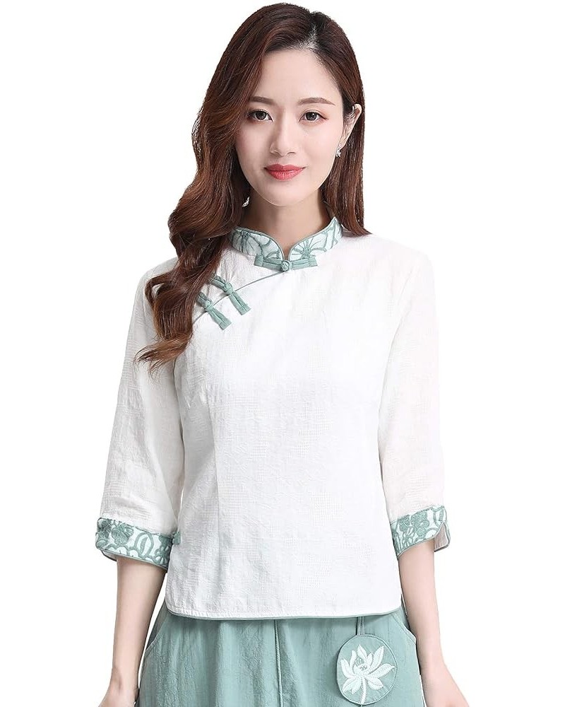 3/4 Sleeve Women's Chinese Top Linen Blouse Qipao Shirt 2811 $12.80 Tops