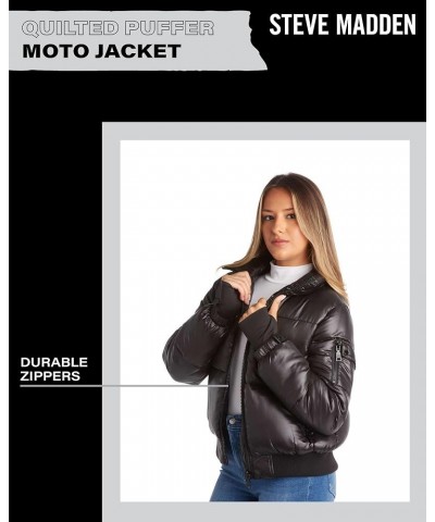 Womens Winter Jacket - Insulated Quilted Moto Puffer Jacket- Heavyweight Outerwear Bomber Jacket for Women, S-XL Black $29.38...