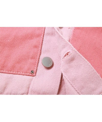 Womens Lapel Denim Cropped Jacket, Long Sleeve Button Down Patchwork Jacket Jacket $18.06 Jackets