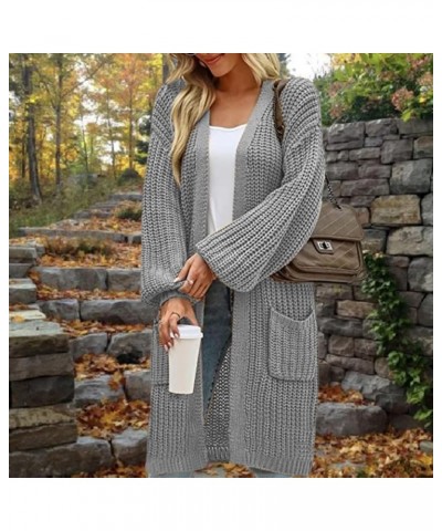 Plus Size Cardigan for Women Dressy, Women's Fall Open Front Lightweight Sweaters with Pockets Puff Sleeve Long Coat Gray $12...