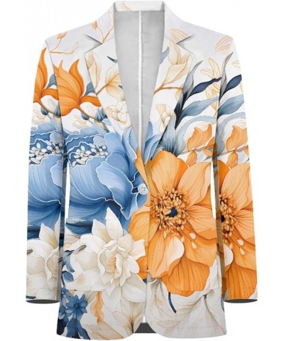 Hawaiian Palm Plumeria Beach Womens Causal Blazers One Button Blazer Jackets Plus Size Open Front Blazer Jackets Ethnic Peony...