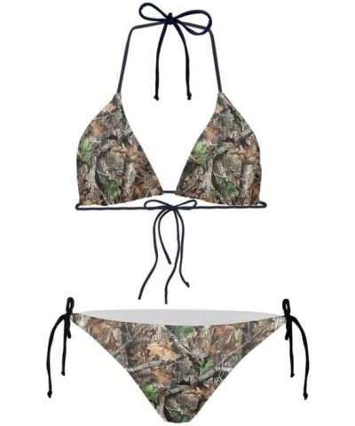 Leopard Triangle Bikini Set for Women, Swimwear Top for Large Bust, Tie Two Sides Bottom Triangle Bikinis Swimsuits Camo Hunt...