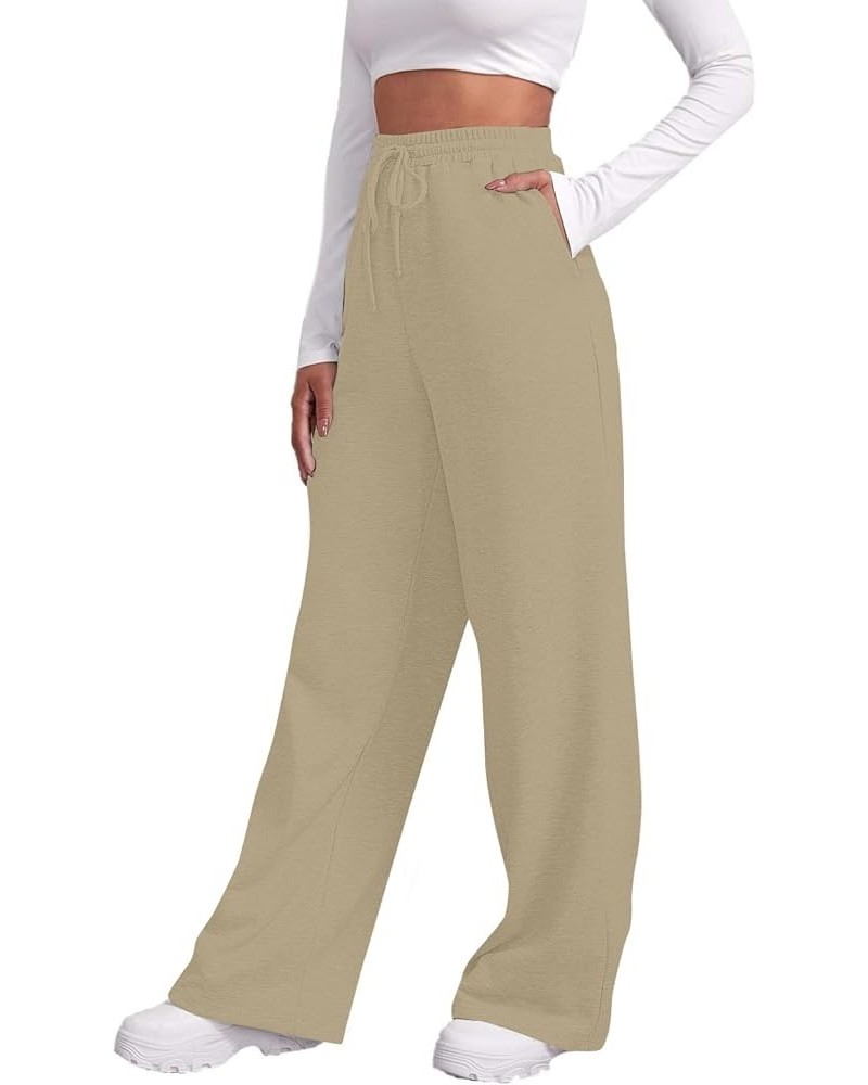 Baggy Wide Leg Sweatpants for Women Elastic High Waisted Loose Fit Lounge Pants Drawstring Joggers with Pockets 2024 X008-kha...