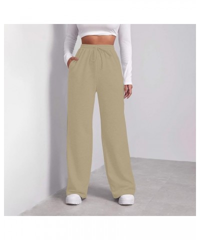 Baggy Wide Leg Sweatpants for Women Elastic High Waisted Loose Fit Lounge Pants Drawstring Joggers with Pockets 2024 X008-kha...