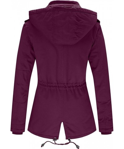 Women's Winter Thicken Cotton Coat Warm Parka Jacket with Removable Hood Deep Wine $33.60 Jackets