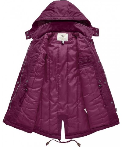 Women's Winter Thicken Cotton Coat Warm Parka Jacket with Removable Hood Deep Wine $33.60 Jackets