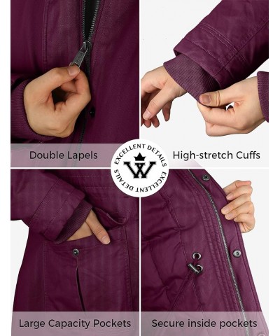 Women's Winter Thicken Cotton Coat Warm Parka Jacket with Removable Hood Deep Wine $33.60 Jackets