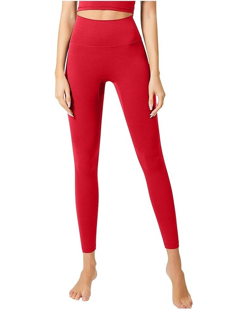 Women's Buff Lifting Leggings Yoga Workout Pants Running Tights Gym Clothes Athletic Clothes Activewear 2024 Summer Red $7.74...