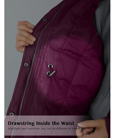 Women's Winter Thicken Cotton Coat Warm Parka Jacket with Removable Hood Deep Wine $33.60 Jackets