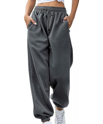 Fall Sporty Sweatpants for Women Cinch Bottom High Waisted Sweatpants Comfy Loose Fit Drawstring Athletic Joggers Dark Gray 2...