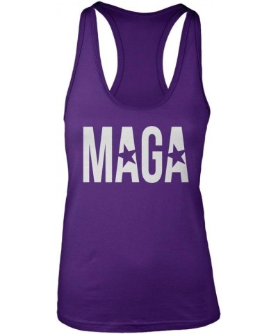 Manateez Women's MAGA Make America Great Again Racer Back Tank Top Purple $12.41 Tanks