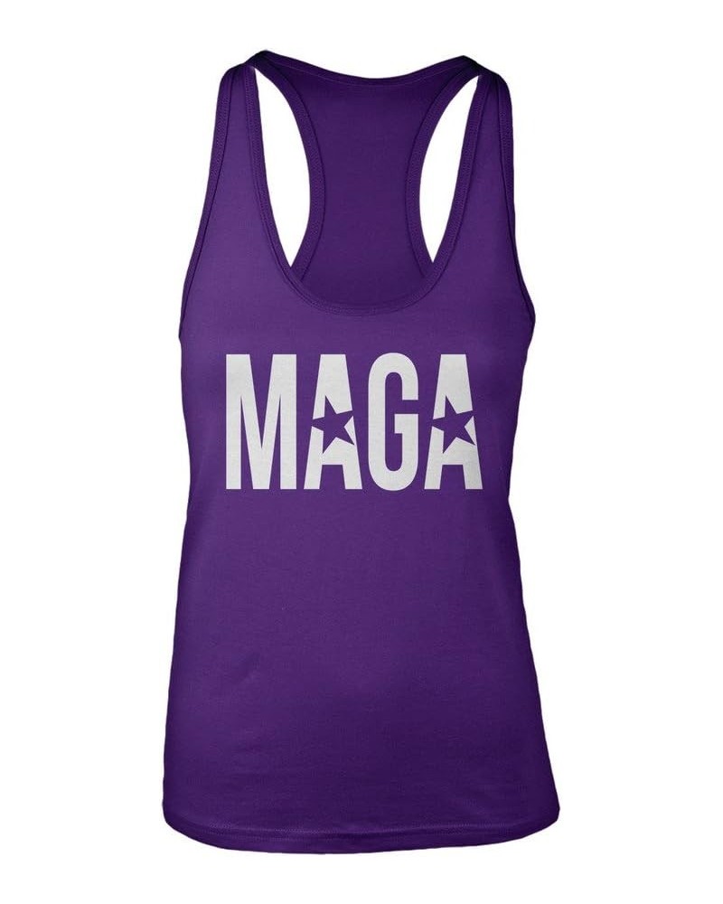 Manateez Women's MAGA Make America Great Again Racer Back Tank Top Purple $12.41 Tanks