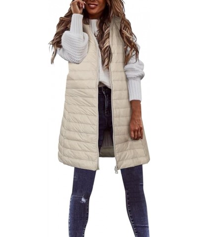 Black Puffer Vest Coat Vest With Hood Sleeveless Warm Down Coat With Pockets Quilted Vest Down Womens Long Puffer F-beige $18...