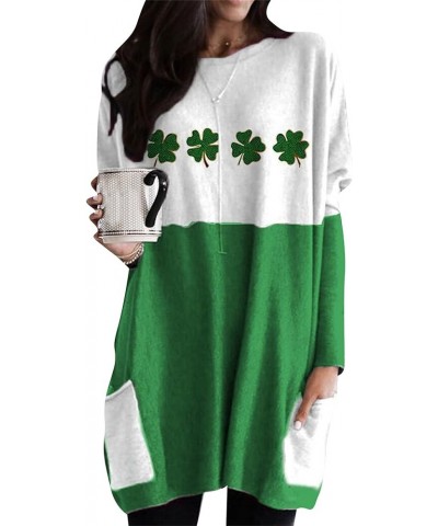 Womens Christmas Casual Print Sweatshirt Long Sleeve Round Neck Pocket T Shirts Blouses Tops Clover Four $16.23 Hoodies & Swe...