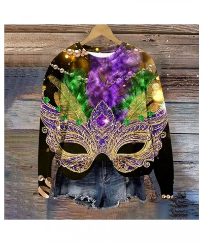 Womens Cropped Crewneck Sweatshirts Funny Mask Graphic Sweatshirt Pullover Mardi Gras Outfits for Women Party Tops 07 Purple ...