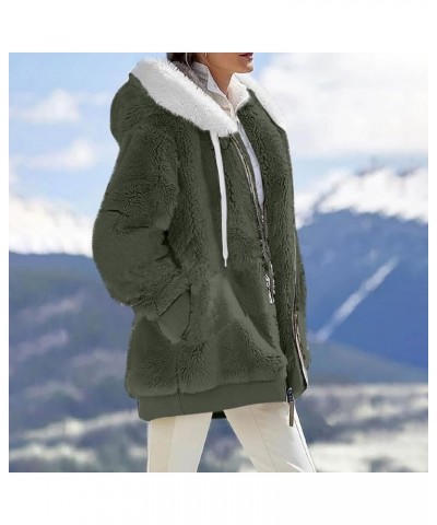 Jackets for Women Casual Plus Size Sherpa Fleece Winter Coats Full Zip Up Fuzzy Plush Sweater Hoodies Outerwear E Army Green ...