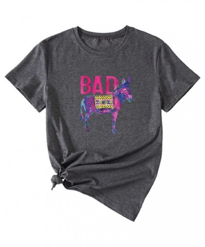 Bad Ass Donkey T-Shirt Graphic Funny Shirt Grey $10.59 T-Shirts