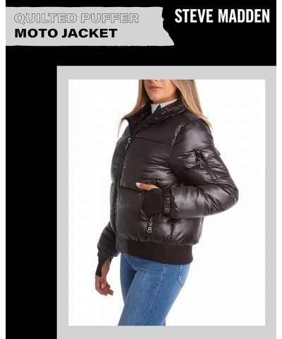 Womens Winter Jacket - Insulated Quilted Moto Puffer Jacket- Heavyweight Outerwear Bomber Jacket for Women, S-XL Black $29.38...