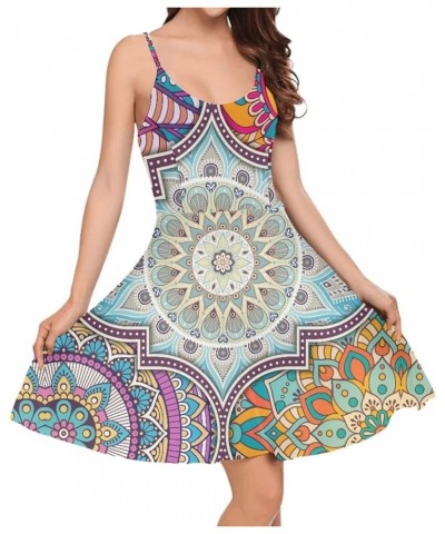 Women Casual Loose Dress Strap Long Summer Beach Swing Dress Bohemian Mandala $15.39 Dresses