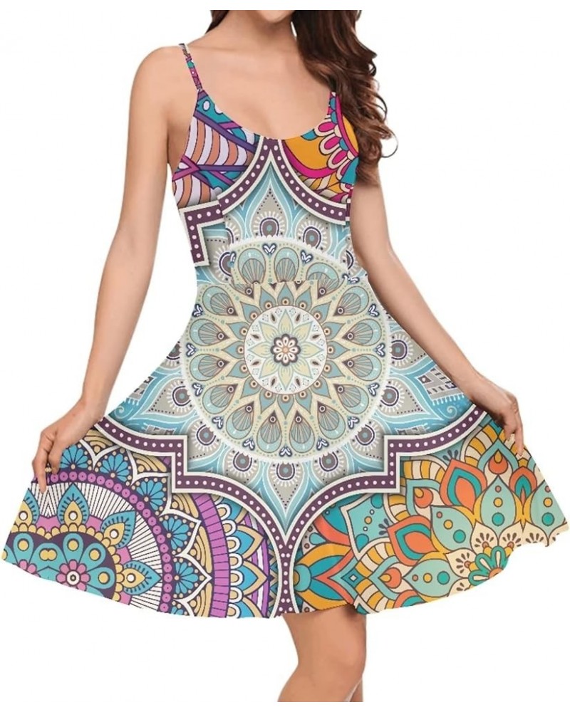 Women Casual Loose Dress Strap Long Summer Beach Swing Dress Bohemian Mandala $15.39 Dresses