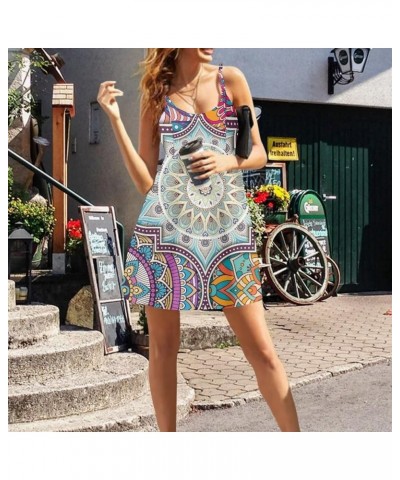 Women Casual Loose Dress Strap Long Summer Beach Swing Dress Bohemian Mandala $15.39 Dresses