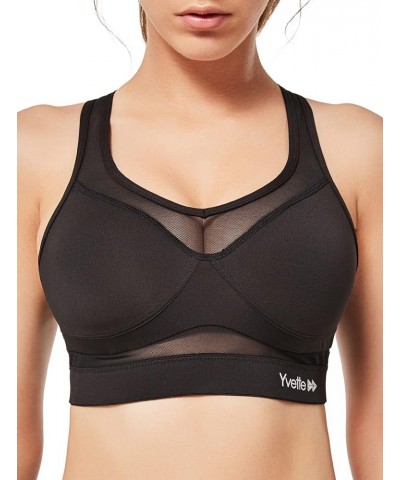 Sports Bra for Women - High Impact Padded Workout Breathable Bras Sexy Mesh Design Classic Black $23.36 Lingerie