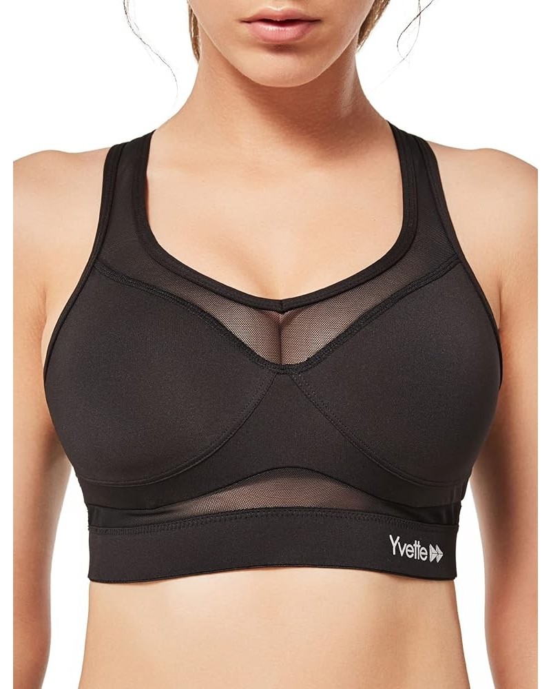 Sports Bra for Women - High Impact Padded Workout Breathable Bras Sexy Mesh Design Classic Black $23.36 Lingerie