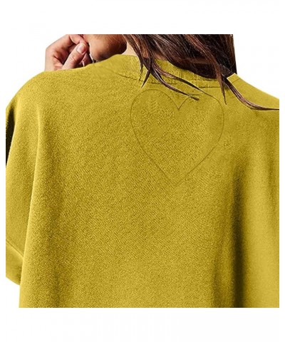 Oversized Sweatshirt Dress for Women Long Sleeve Patchwork Crewneck Pullover Loose Flowy Pleated Tops Mini Dress 05 Yellow $9...