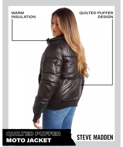 Womens Winter Jacket - Insulated Quilted Moto Puffer Jacket- Heavyweight Outerwear Bomber Jacket for Women, S-XL Black $29.38...