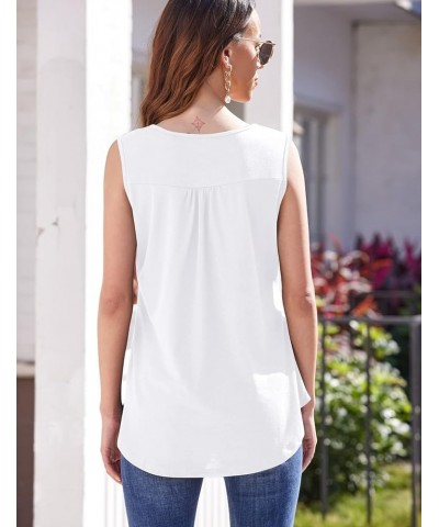 Women's Paisley Printed Pleated Sleeveless Blouse Shirt Casual Flare Tunic Tank Top Solid White $13.74 Tops