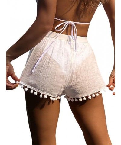 Women's Bikini Bottom Swimsuit Cover Up Pom Pom Tassel Beach Shorts White a $9.60 Swimsuits