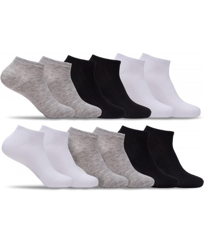 Womens Multipack of Ultra Thin & Lightweight Ankle Socks, Assorted Colors, Pack of 12 or 24 Pairs in Bulk Black / White / Gre...