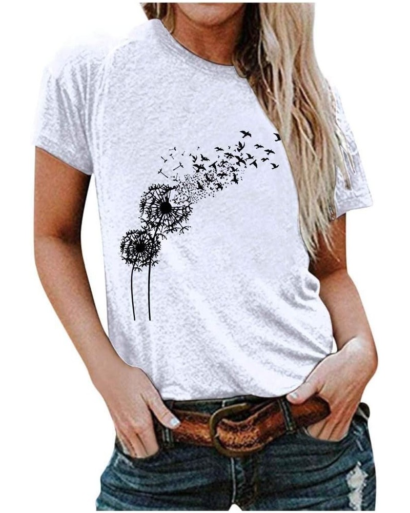 Womens Short Sleeve Tops, Women's Summer New Funny Graphic Tee Basic Comfortable O-Neck Shirts Loose Fit Blouses B1-white $10...