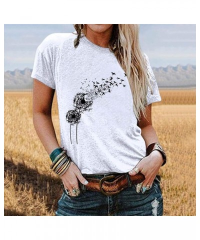 Womens Short Sleeve Tops, Women's Summer New Funny Graphic Tee Basic Comfortable O-Neck Shirts Loose Fit Blouses B1-white $10...