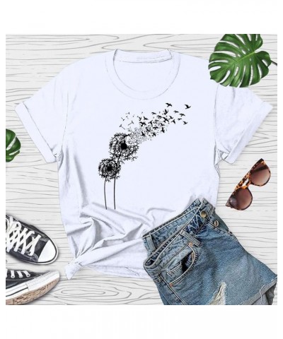 Womens Short Sleeve Tops, Women's Summer New Funny Graphic Tee Basic Comfortable O-Neck Shirts Loose Fit Blouses B1-white $10...