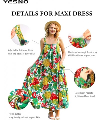 Maxi Dress for Women with Pockets Boho Summer Dress with Wide Adjustable Buttoned Strap E96 E96 as Picture162 $25.49 Dresses