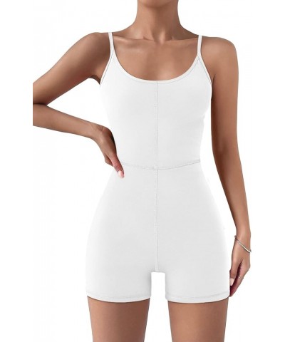 Womens Unitard Bodysuit One Piece Jumpsuits Bodycon Romper Workout Sets Gym Clothes 2024 Fashion Summer Outfits White $7.50 J...