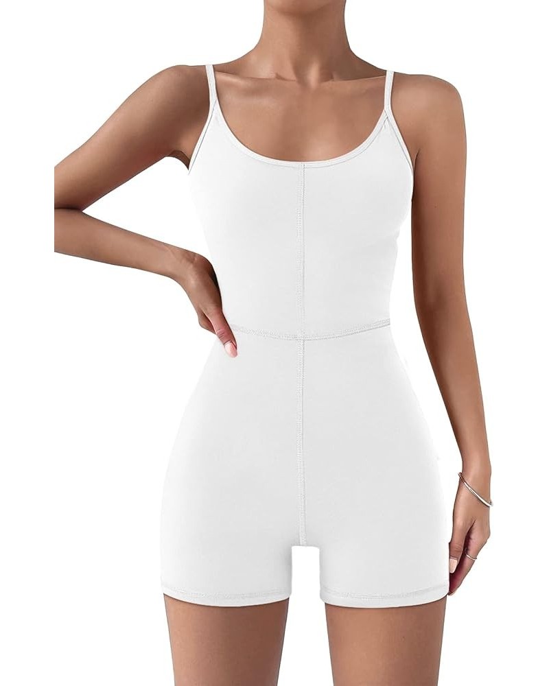 Womens Unitard Bodysuit One Piece Jumpsuits Bodycon Romper Workout Sets Gym Clothes 2024 Fashion Summer Outfits White $7.50 J...