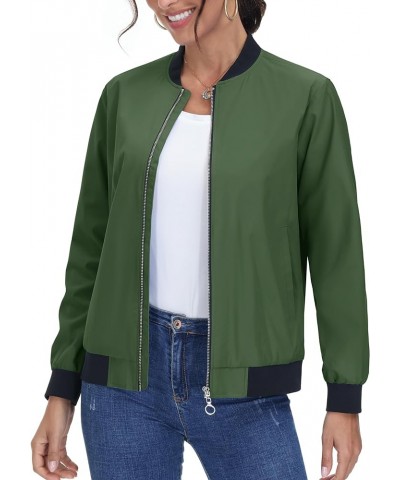 Women's Casual Bomber Jacket Lightweight Windbreaker Jackets Windproof Spring Fall Jackets with Pockets Army Green $21.99 Jac...