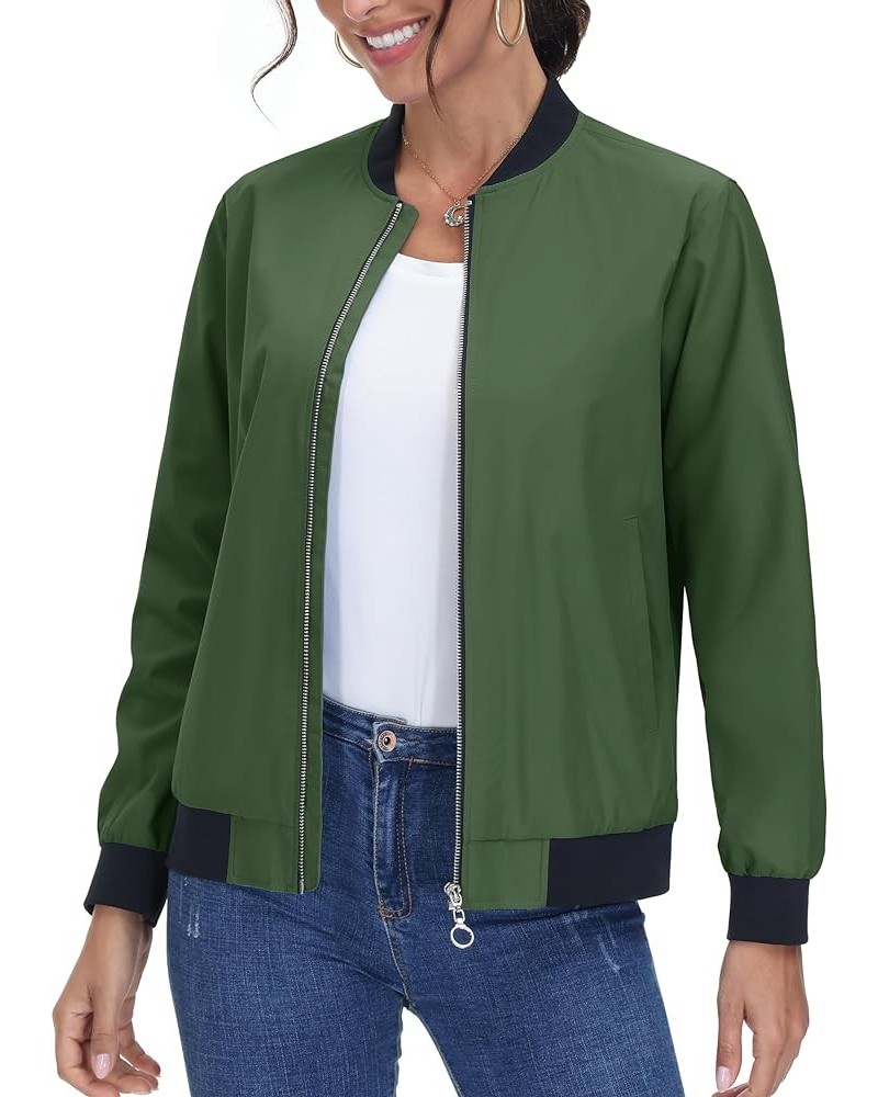 Women's Casual Bomber Jacket Lightweight Windbreaker Jackets Windproof Spring Fall Jackets with Pockets Army Green $21.99 Jac...