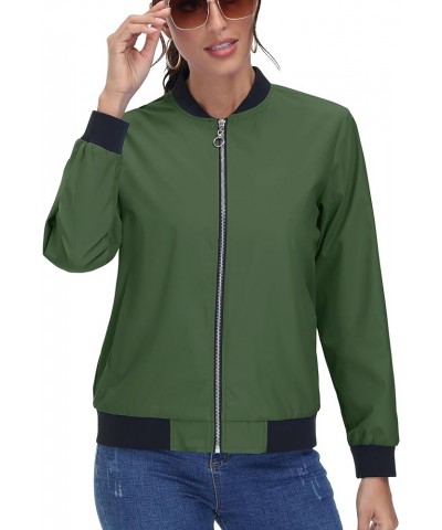 Women's Casual Bomber Jacket Lightweight Windbreaker Jackets Windproof Spring Fall Jackets with Pockets Army Green $21.99 Jac...